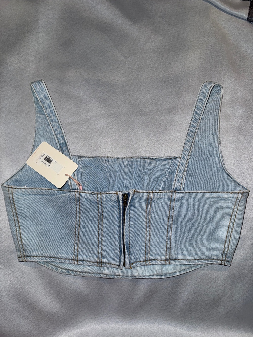 GB Juniors Denim Corset with Contrast Stitching, Light Blue Size M - Picture 4 of 4